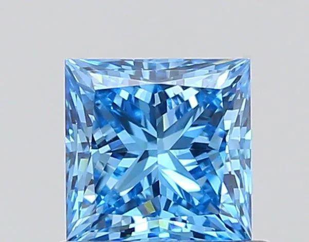 0.72ct Princess Lab Grown Diamond (Colour Fancy Vivid Blue, Clarity VVS1, IGI Certified)