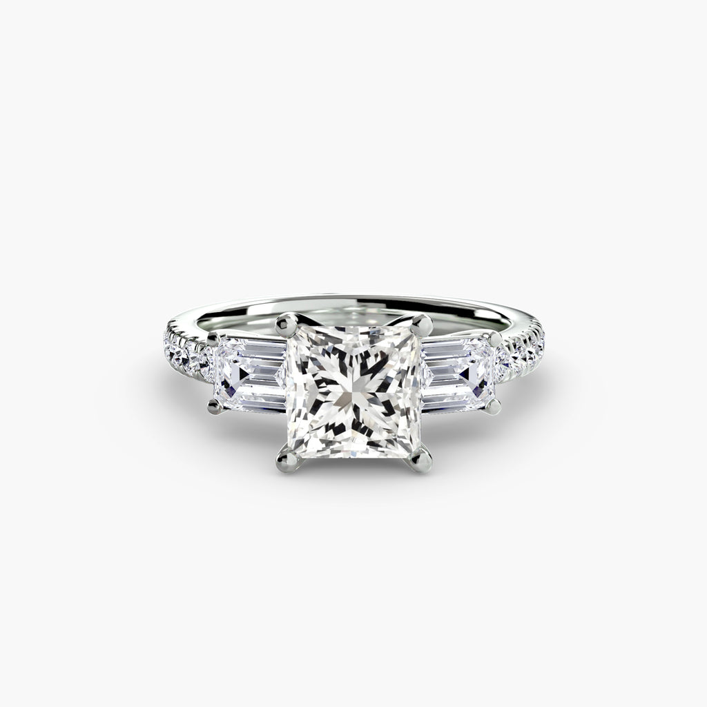 Three-Stone Ring with Pavé Band 4