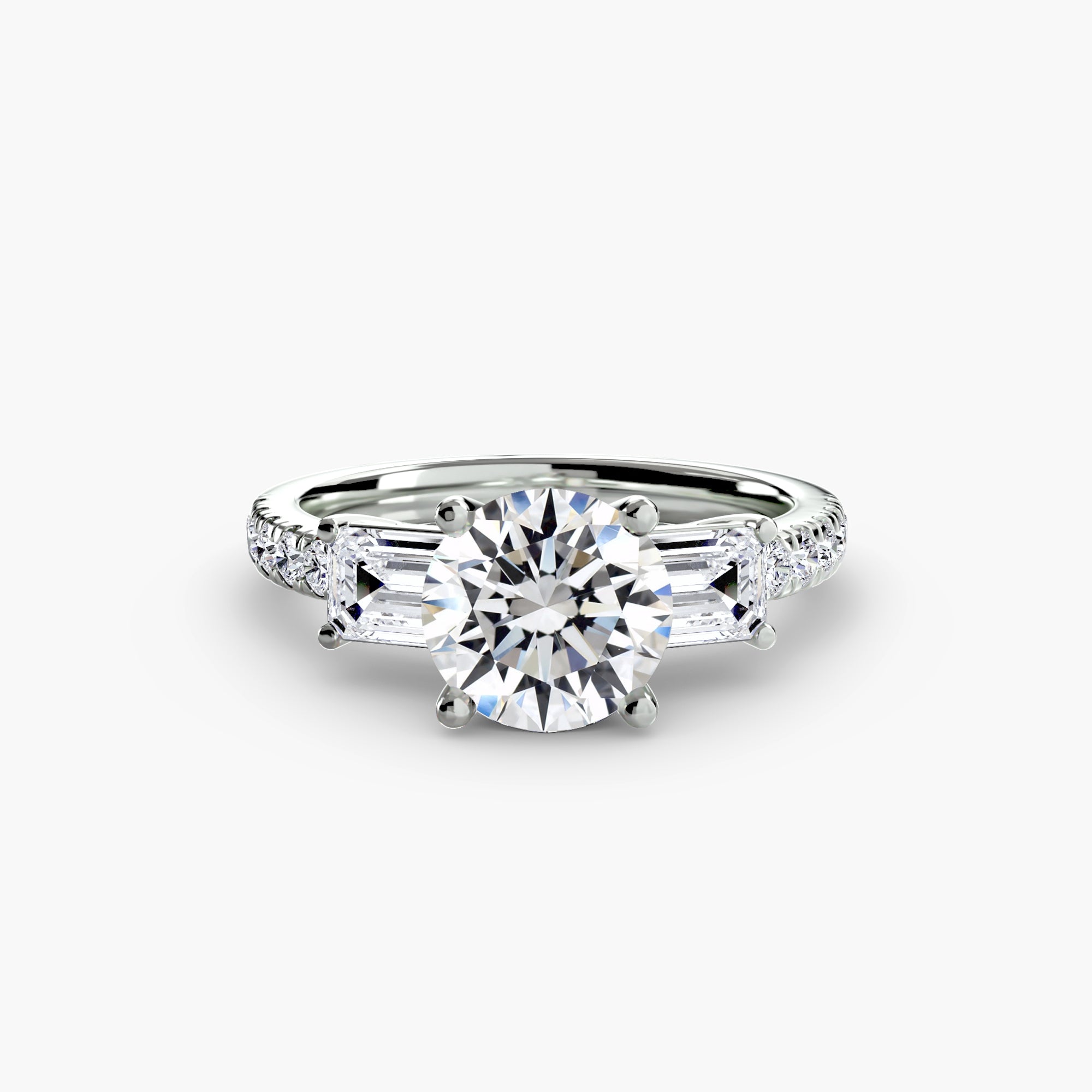 Three-Stone Ring with Pavé Band 4