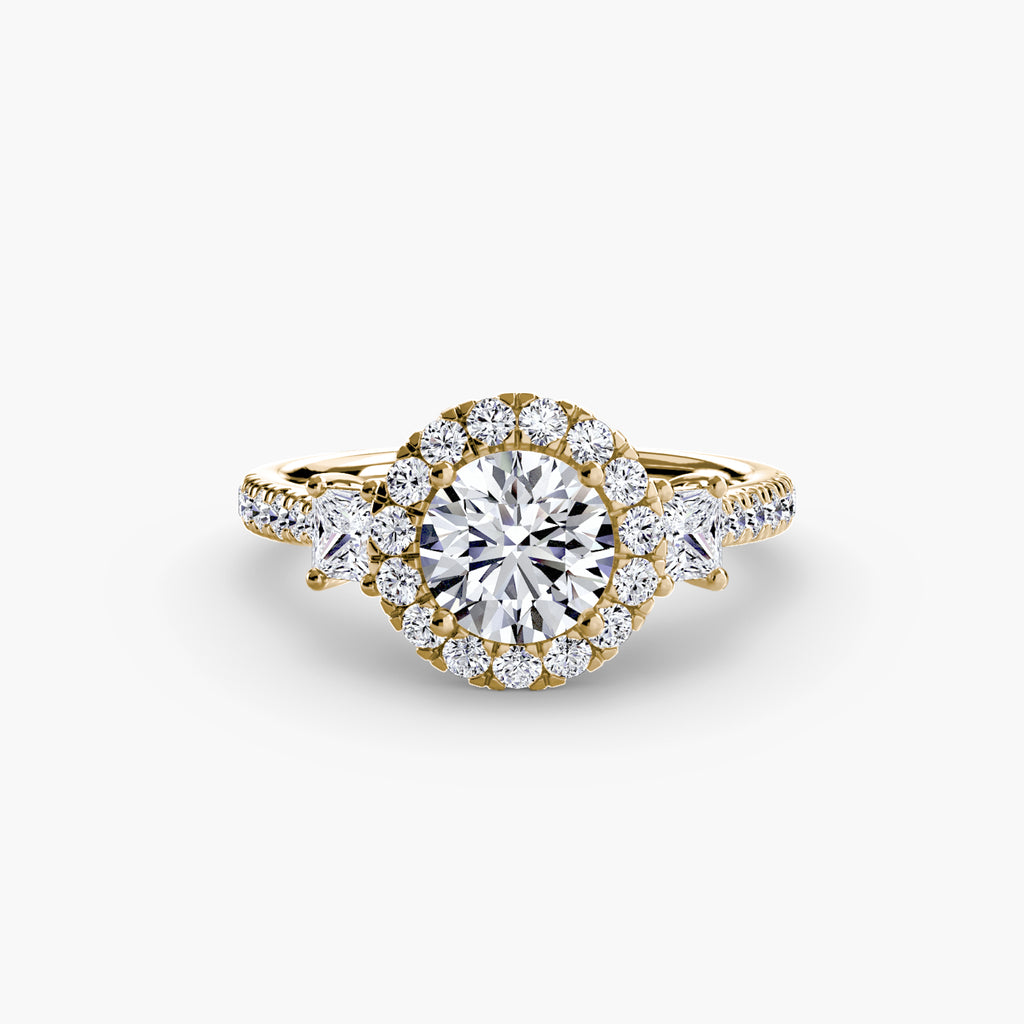 Three-Stone Ring with Halo 2